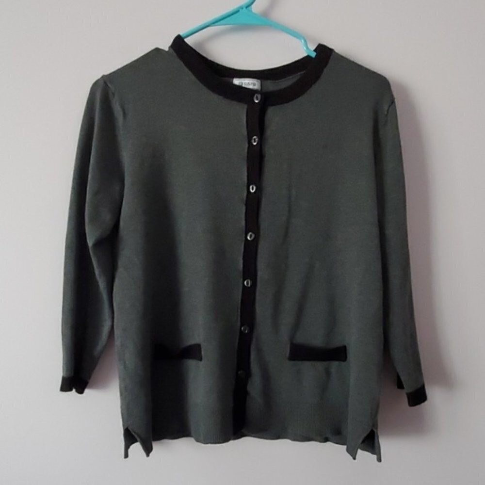 Susina Black Gray Cardigan Small - Picture 2 of 8
